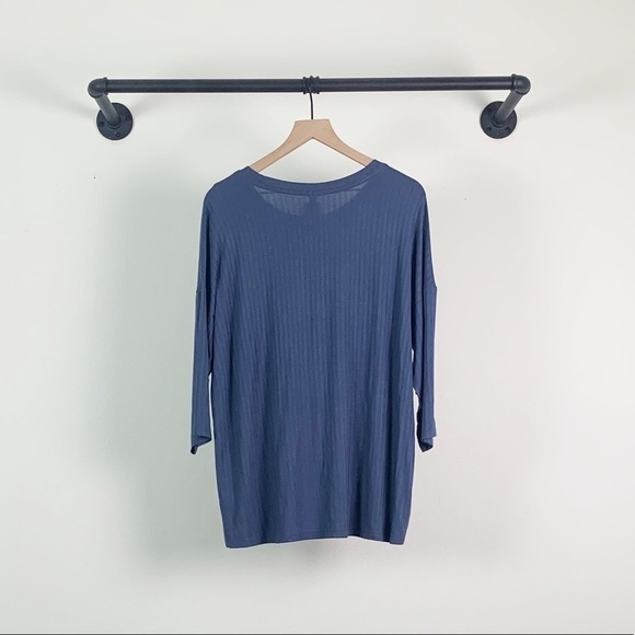 NWT Torrid Plus Size Ribbed Dolman Half Sleeve Lounge Tee Top In Blue - Picture 6 of 7